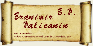 Branimir Malićanin vizit kartica